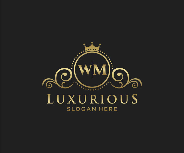 首个wm字母皇家奢侈标志模板图片下载