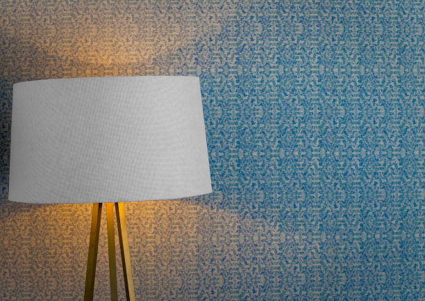 墙壁背景上蓝色纹理的灯具细节。图片下载