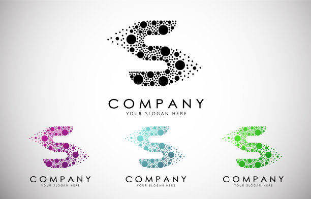 S字母标志集有分散效果和点图片下载