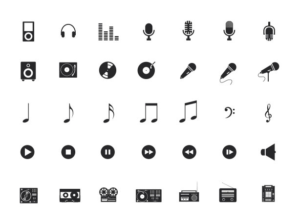 音乐设备图标设置孤立图片下载