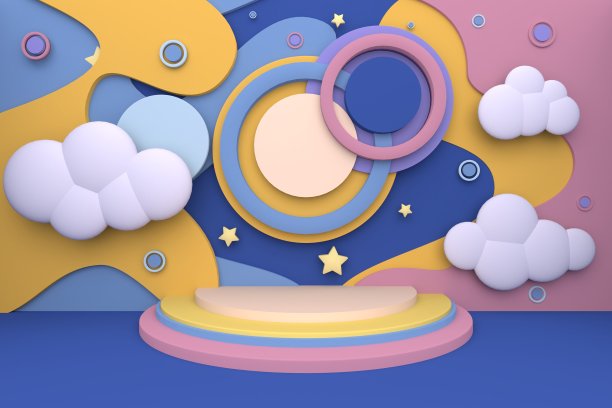 五彩缤纷的幻想戏谑色彩梦幻舞台。图片下载