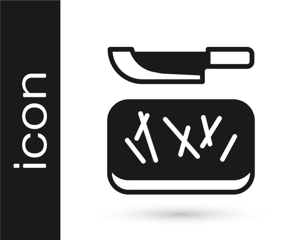 黑色砧板和刀的图标隔离上图片下载