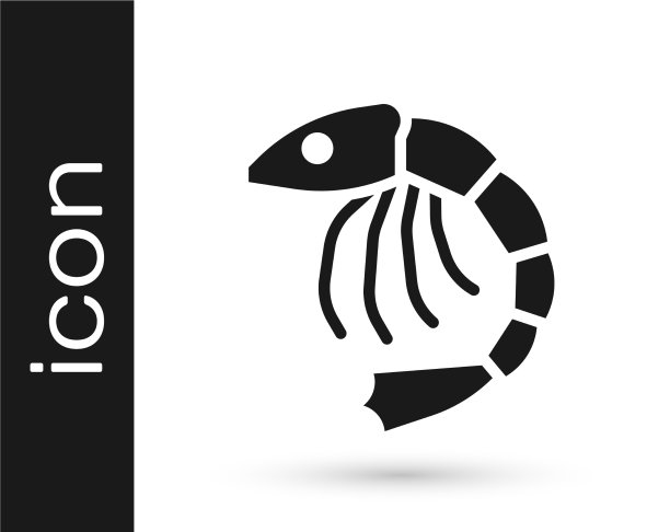 黑虾图标孤立在白色背景图片下载