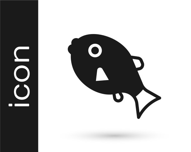 黑色热带鱼图标孤立在白色图片下载