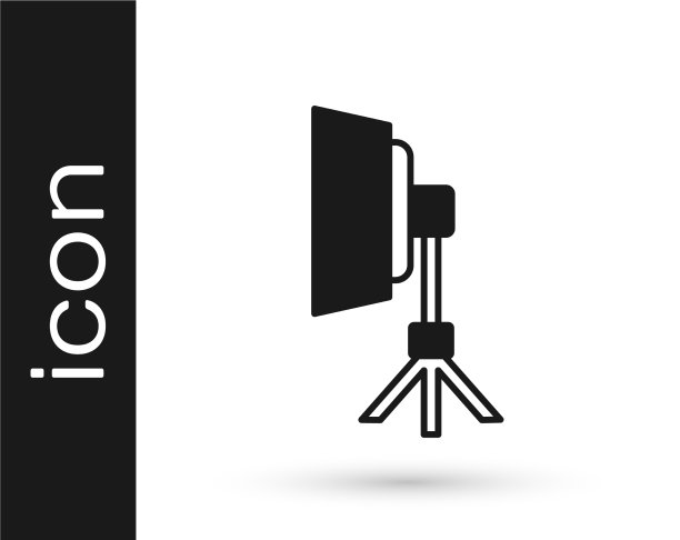 黑色工作室灯泡在软盒图标隔离图片下载