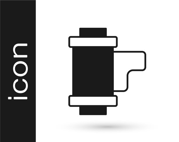 黑色相机老式胶卷卷墨盒图标图片下载