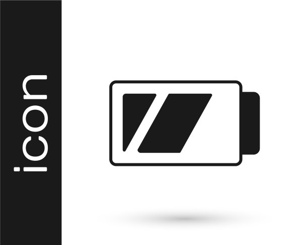 黑色电池相机图标隔离在白色图片下载