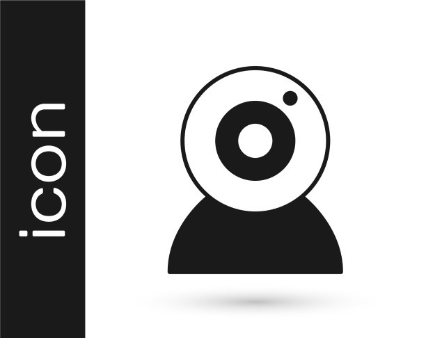 黑色网络摄像头图标孤立在白色背景图片下载