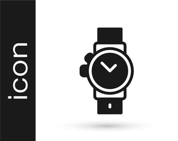 黑色腕表图标隔离在白色上图片下载