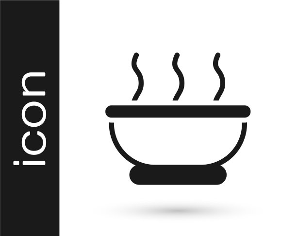 黑色碗热汤图标孤立在白色图片下载