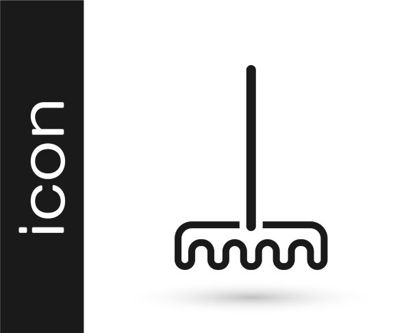 黑色花园耙图标孤立在白色图片下载