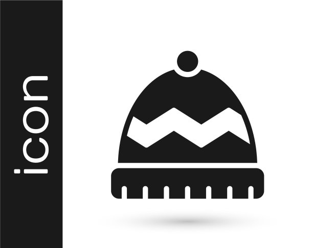 黑色冬季帽子图标孤立在白色背景图片下载