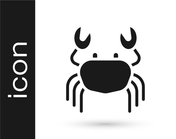 黑蟹图标孤立在白色背景图片下载