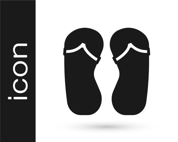 黑色flip flops图标隔离在白色背景图片下载