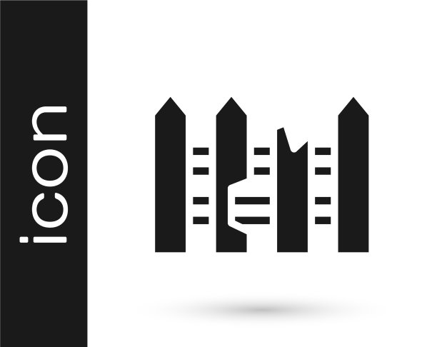 黑色花园栅栏木图标隔离在白色图片下载