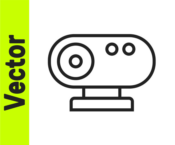 黑线网络摄像头图标隔离在白色图片下载