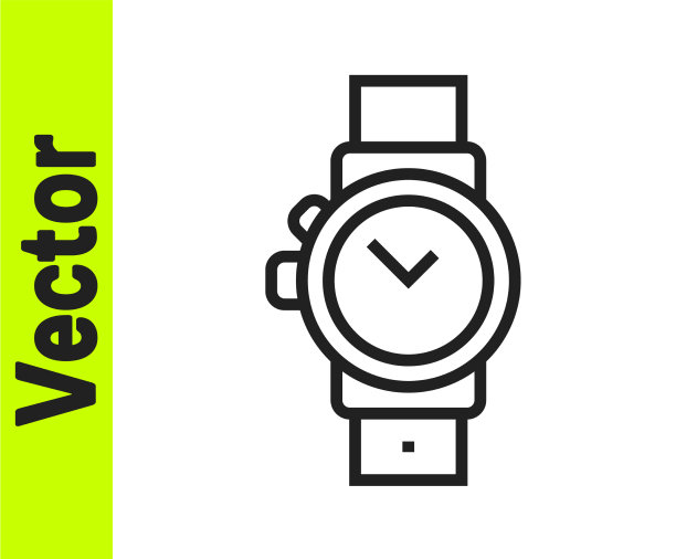 黑线腕表图标隔离在白色上图片下载