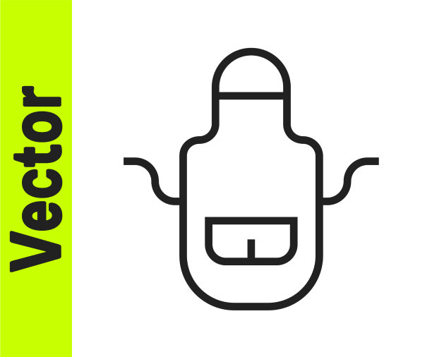 黑色线理发围裙图标孤立在白色图片下载