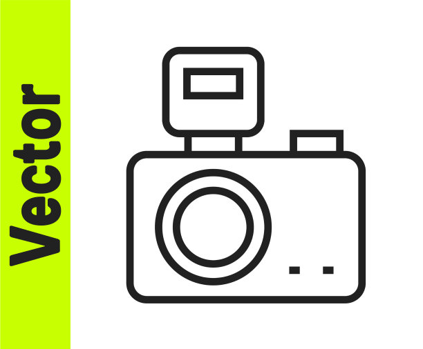 带有闪光灯图标的黑线相机图片下载