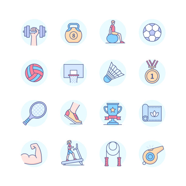 运动与健康的生活方式——线型设计风格图片下载