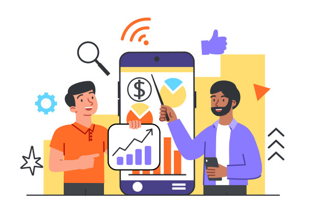 办公室职员在图表上研究信息图表图片下载