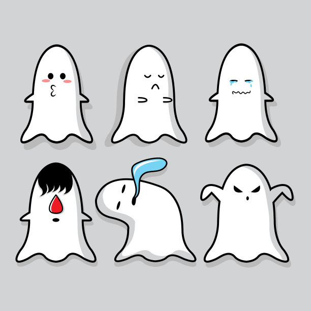 简单可爱的卡通鬼集图片下载