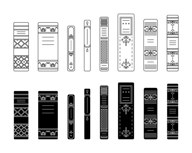 一套大纲和简单风格的书脊图片下载