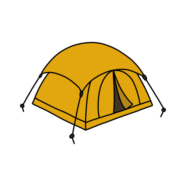 帐篷涂鸦图标彩色线图片下载