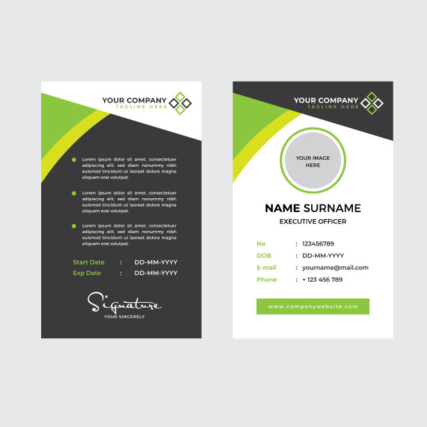 高级员工身份证和照片占位符图片下载