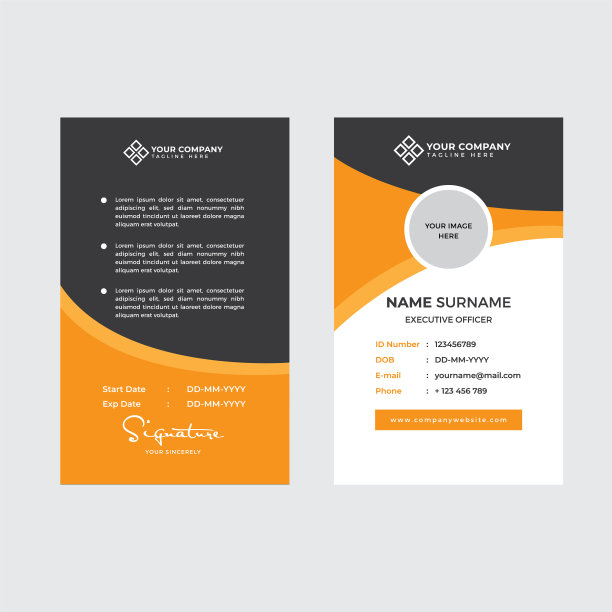 高级员工身份证和照片占位符图片下载