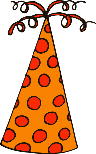 派对帽与圆圈手绘涂鸦风格图片下载