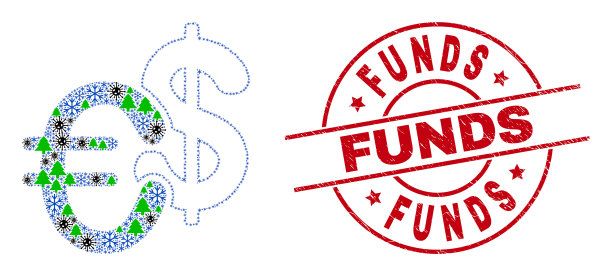 基金遇险印章和货币马赛克的图片下载