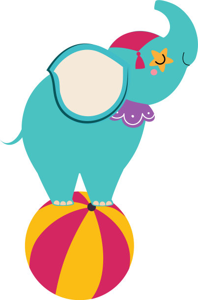 蓝色大象像马戏团的动物在上面保持平衡图片下载