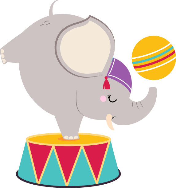 马戏团大象在鼓上站着球图片下载