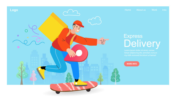 交付的概念。用智能手机订购食品杂货的人在线送货。通过手机平面设计风格在社交网络上购物。矢量插图。图片下载