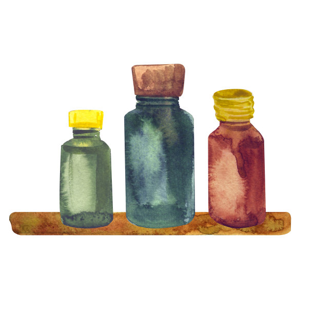 药丸瓶水彩画插图孤立在白色图片下载