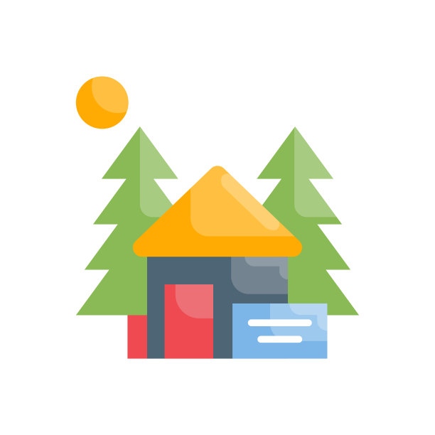 营地预订矢量平面图标风格的插图。EPS 10个文件图片下载