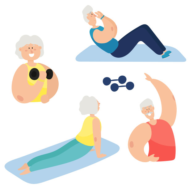 精力充沛的老夫妇喜欢运动。祖父母的生活方式很健康。集图片下载