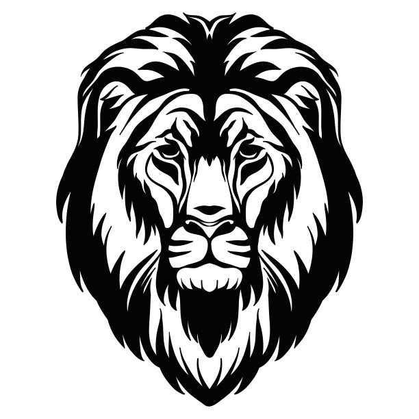 吉祥物狮子头孤立在白色上图片下载