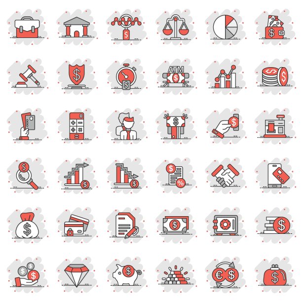 商业图标设置在漫画风格。金融投资卡通矢量插图在白色孤立的背景。金融货币效应的经营理念。图片下载