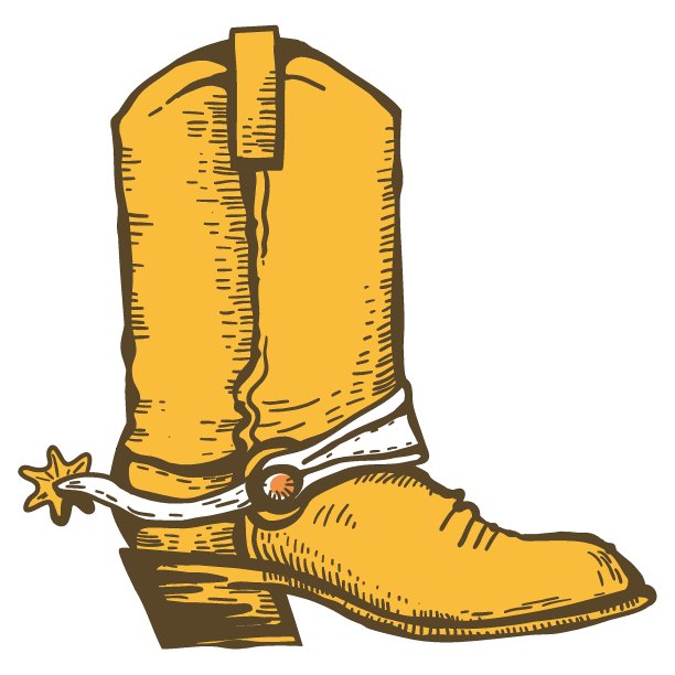 牛仔靴。复古的狂野西部衣服手绘彩色插图。病媒乡村农场隔离白图片下载
