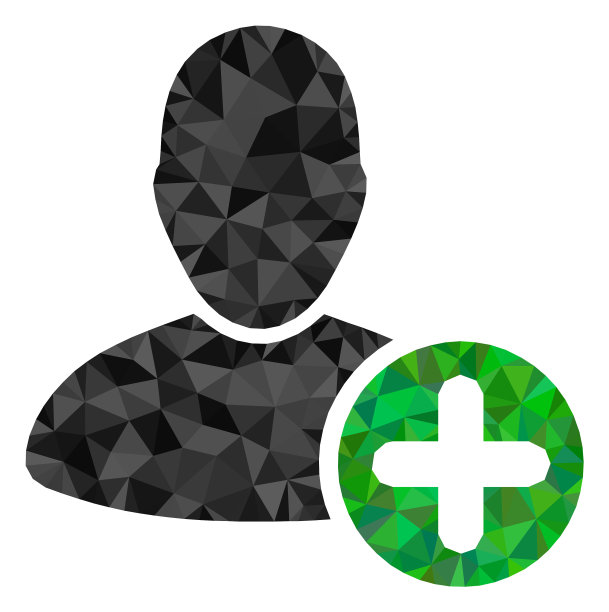 添加用户三角形低多边形平面图标图片下载