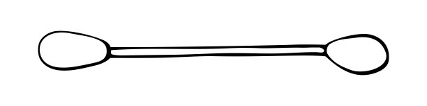 棉花花蕾,拭子。矢量轮廓插图，黑白剪贴画，手绘，涂鸦素描风格，孤立图片下载