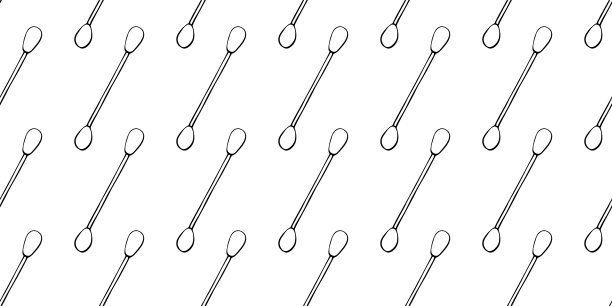 无缝花纹的棉签、棉签。向量化妆，医学背景和纹理，黑白，手绘，涂鸦素描风格，孤立图片下载