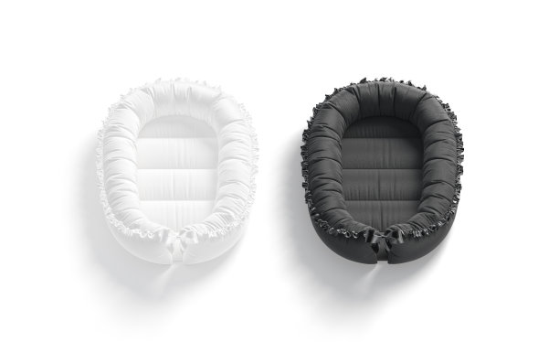 空白的黑白婴儿躺椅模型，正面视图图片下载