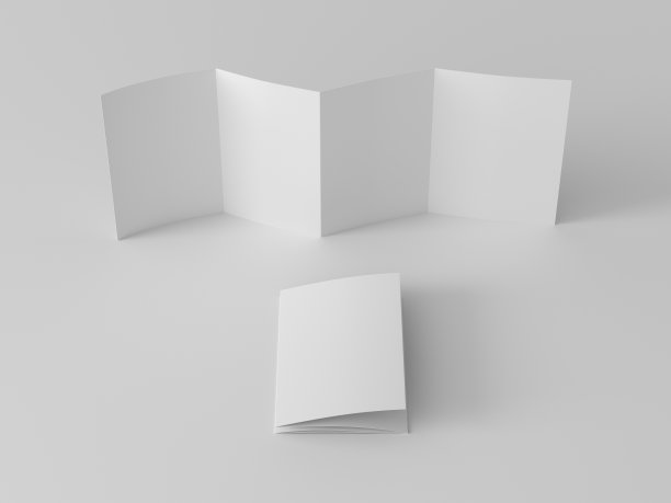 垂直页之字形或手风琴折叠小册子。四格，八页空白传单。在白色背景上模拟演示文稿设计。展开和折叠。图片下载