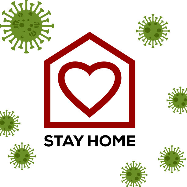 呆在有挂锁和冠状病毒标志的家里图片下载
