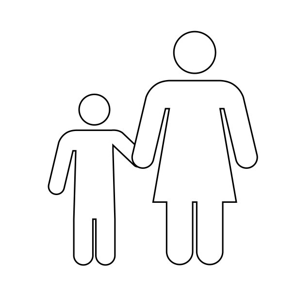 妇女和儿童图标人们在运动中积极的生活方式标志图片下载