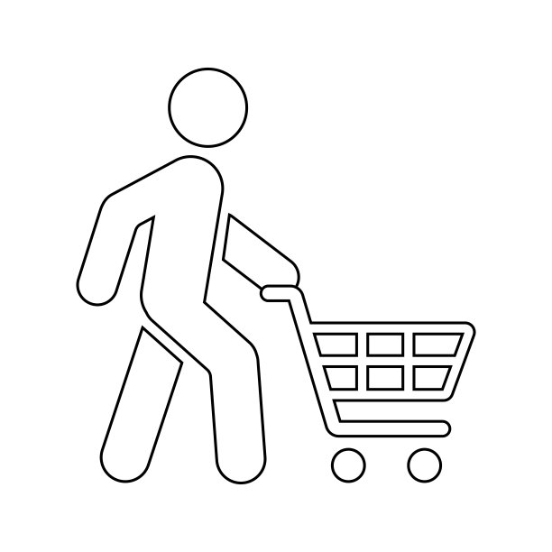 行走的人与购物车图标的人在运动积极的生活方式的标志图片下载