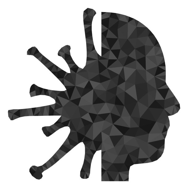 冠状病毒人头三角形低多边形平面图标图片下载